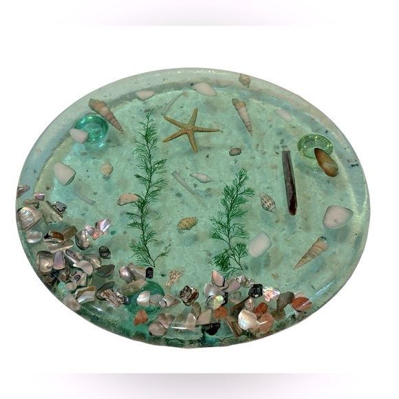 Nautical Seashell Hand Crafted‎ Glass Trivet Hot Plate Holder - Picture 3 of 7